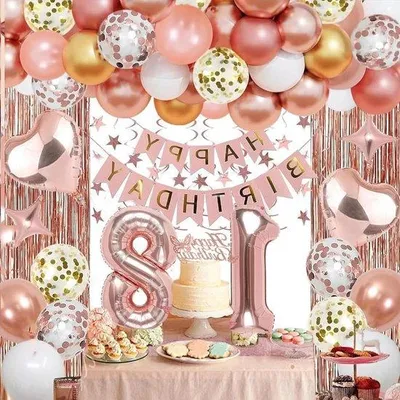 Immagine prodotto di Decorazioni con palloncini rosa per il 18° compleanno: palloncini in foil con numeri