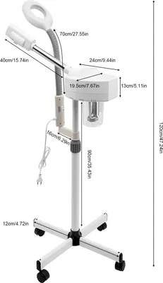 Image de Vaporisateur facial 2-en-1 - Appareil de sauna faciale professionnel - 5 lampes loupes LED - Vapeur chaude 800 W - Nettoyage du visage - Prise européenne