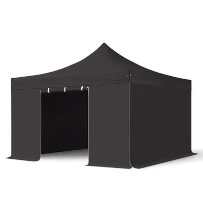 Produktbild von TOOLPORT 4x4m Aluminium Faltpavillon, inkl. 4 Seitenteile, schwarz
