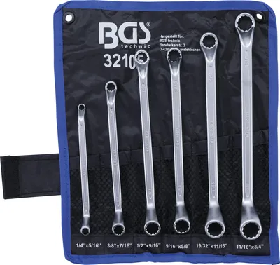 Produktbild von BGS 32105 Doppelringschlüssel-Set, 75° gekröpft, 1/4" - 3/4", Zollgrößen, 6-tlg.