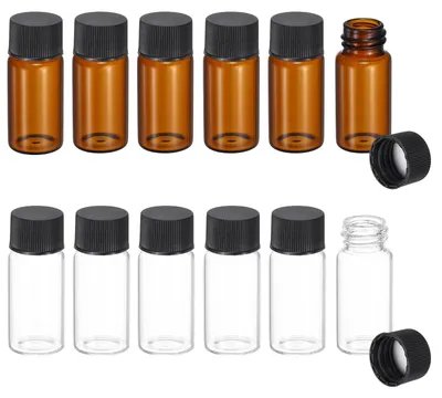 Glas-Monsterfläschchen 10 ml, 12 St., leckdicht, transparent/braun