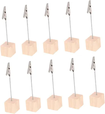 Produktbild von 20-teiliges Set aus Holz-Fotohaltern mit Klemmen, Holzständer für Tischdekoration bei Hochzeiten, Partys und Events, Würfelfuß