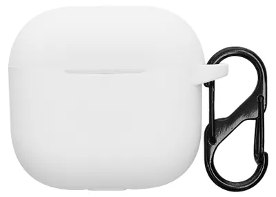 Produktbild von kwmobile Schutzhülle für Apple Airpods 4 Hülle - TPU Silikon Case für Kopfhörer Ladecase - stoßfestes Cover mit Karabiner - Weiß