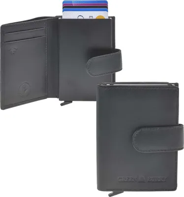 Zdjęcie produktu dla Etui na karty Greenburry Card-Slider skórzany mały portfel mini etui na karty czarny