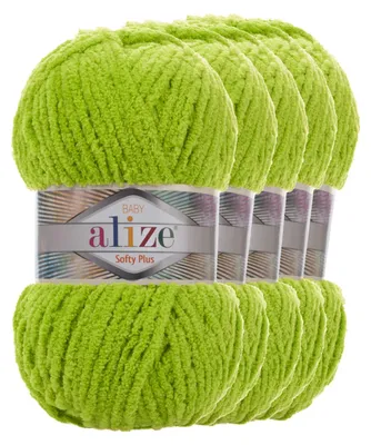 5 x 100g Kuschelgarn Alize Softy Plus Baby Babywolle bambusgrün