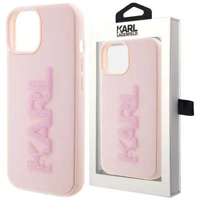 Produktbild von Karl Lagerfeld 3D Rubber Glitter Logo Karl Case für iPhone 15 Pink