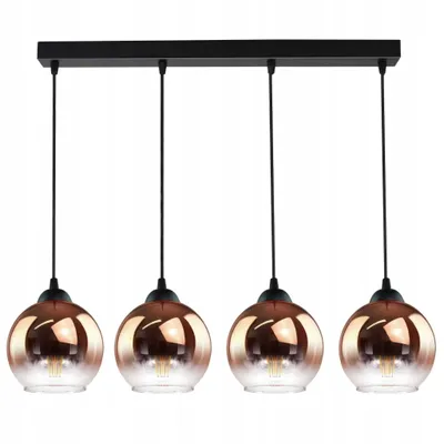 Zdjęcie produktu dla LUXOLAR - Lampa wisząca 4 płomienie szklany klosz miedziano-przezroczysty, lampa sufitowa E27 60W do salonu, kuchni
