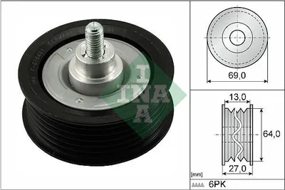Produktbild von INA 532 0477 10 Umlenkrolle Keilrippenriemen für FIAT Ducato Kastenwagen (250, 290) Ducato Pritsche / Fahrgestell (250, 290) für CITROËN JUMPER Kasten