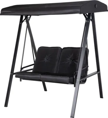 Produktbild von Hollywoodschaukel, 2-Sitzer Gartenschaukel mit verstellbarem Dach, bis 220 kg belastbar, 145 x 116 x 172 cm, Schwarz