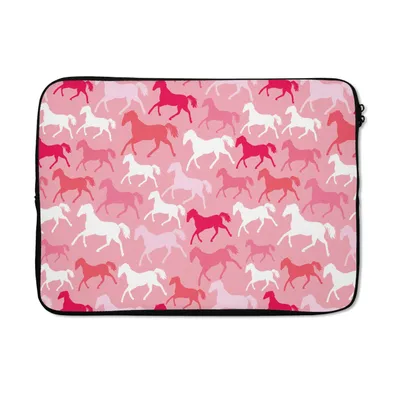 Produktbild von MuchoWow® Laptop Hülle 14 ZollPferde - Rosa - Tiere - Mädchen - Kinder - Mädchen Laptoptasche - Laptoptasche - Stoßsicher - Schutzhaube