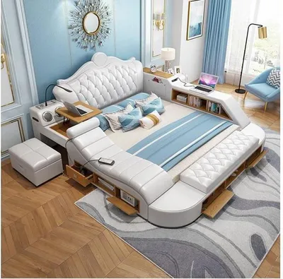 Produktbild von Multifunktionsbett Chesterfield Doppel Luxus Design Bett 180x200 USB