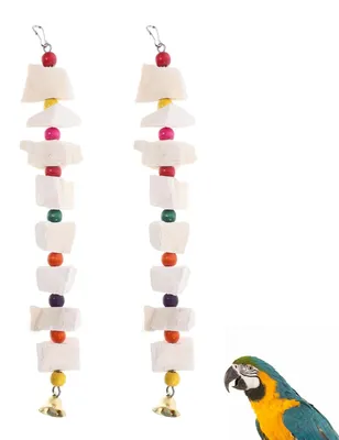 Immagine prodotto di Set di 2 giocattoli per uccelli con osso da rosicchiare - Adatti per pappagalli