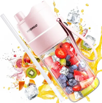 Tragbarer Mini-Mixer, 10 Klingen, USB-Aufladung, BPA-frei, rosa