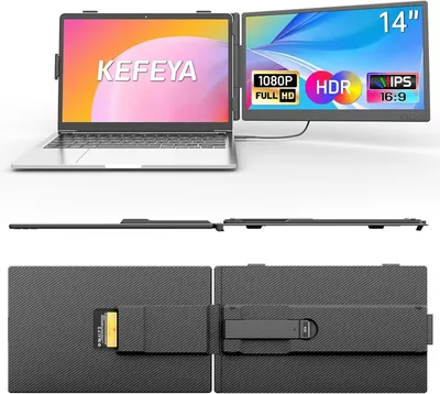 Immagine prodotto di Schermo esteso per laptop da 14 pollici, risoluzione FHD 1080P, tecnologia IPS. Doppio schermo estensibile per laptop da 13-17 pollici, con connessione Type-C/USB/HDMI. Estensione schermo per laptop