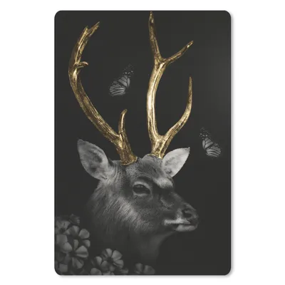 Produktbild von MuchoWow® Mauspad Mousepad Hirsch - Schmetterling - Geweih - Gold 18x27 cm - Mousepads - Maus Mat - Pad - Mausunterlage