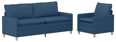Image de Ensemble de canapés vidaXL, 2 pièces, tissu bleu