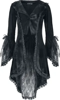 Produktbild von Gothicana by EMP Damen schwarzer Cardigan in Samtoptik mit Spitzen-Details L