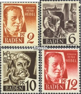 Produktbild von Briefmarken Franz. Zone-Baden 1948 Mi 14-15,17-18 postfrisch Freimarken