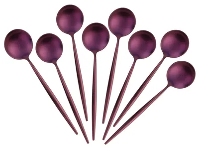8 Espressolöffel aus Edelstahl, 12,7 cm, lila