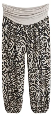 Produktbild von Damen Haremshose » Wellness Leggings » bequeme Freizeithose » Damen Sommerhose & Stoffhose » für Freizeit & Alltag: Beige / Leo-Muster Farbe: Beige Motiv: Leo-Muster