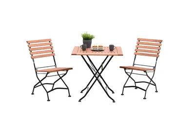Produktbild von Merxx Gartenmöbel Set Schlossgarten 3tlg., 2 Klappstühle, Klapptisch 75 x 75 cm - Flachstahl mit Eukalyptus