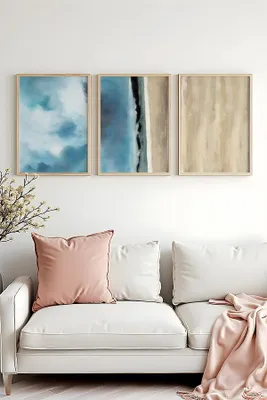 Produktbild von Wallity, Dekoratives gerahmtes MDF-Gemälde (3 Teile), 35 x 50 cm | 100% MDF (3 mm), Rahmen: 100% MASSIVHOLZ (2,5 cm) | Stilvolle Wanddekoration für jedes Zuhause.