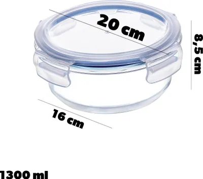 Imagen del producto de Recipientes de vidrio con tapa, juego de 4, para alimentos. Contenedores de alimentos aptos para lavavajillas, herméticos para conservar alimentos frescos (aproximadamente 1300 ml cada uno)