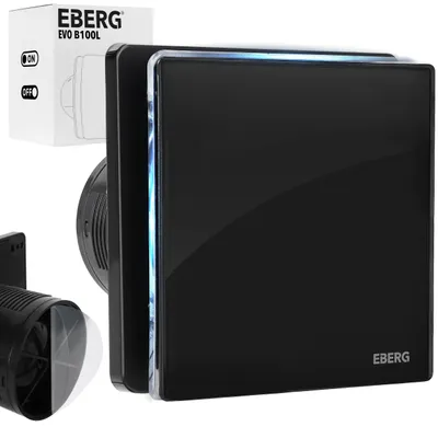 Image de EBERG EVO B 100 L : Ventilateur de salle de bain, 100 mm, avec éclairage LED, système anti-retour d'air, couleur noire