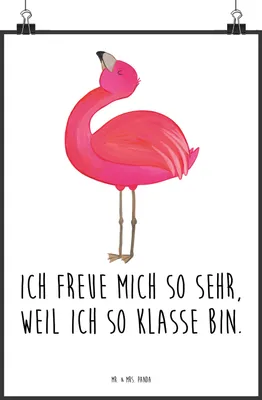 Produktbild von Mr. & Mrs. Panda Bild Flamingo Stolz DIN A0 - Weiß - Geschenk, Plakat, Mama, wanddeko, Schwester, glücklich, Selbstliebe, drucke, Kunstdruck, Wandbild, Beste Freundin