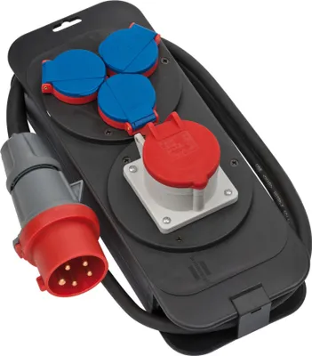 Obrázek produktu pro Brennenstuhl 1151600020, 2 m, Vnitřní/venkovní, IP44, Plast, Černá, Modrá, Červená, 4 AC zásuvky / AC zásuvek