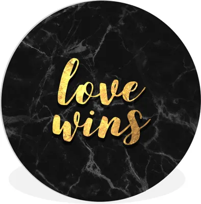 Produktbild von MuchoWow® Rundes Wandbild - Runde Bilder Zitat - Liebe - Marmor - Gold Ø 60 cm Kreis Wanddekoration Kunststoff - Wandkreis - Wandschmuck - Wand Kreis - Das Schlafzimmer - Die Bilder - Wandmalerei - Kunst für das Haus - das Plastik