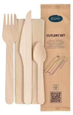 Produktbild von 250x DUNI Messer, Gabel, Löffel, braune Serviette 16/16,5/11 cm Natürlich