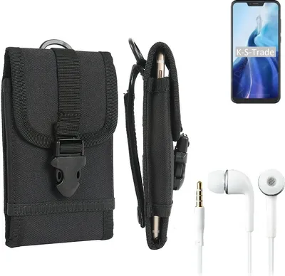 Produktbild von K-S-Trade Holster Schutz Hülle kompatibel mit Cubot C20 Gürteltasche Handy Hülle Tasche outdoor Seitentasche schwarz 1x + Kopfhörer