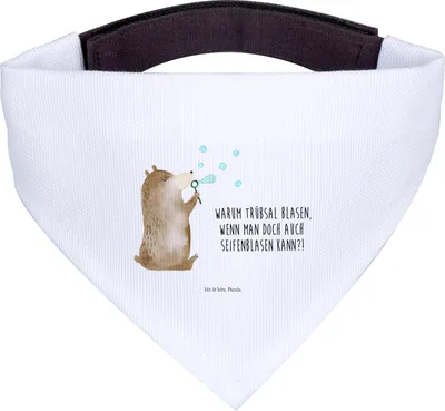 Produktbild von Mr. & Mrs. Panda Halstuch Bär Seifenblasen - Weiß - Geschenk, Hunde, Lustig Sein Glücklich Traurig Happy, Hund, Tuch, Hundehalstuch, Teddy, Für