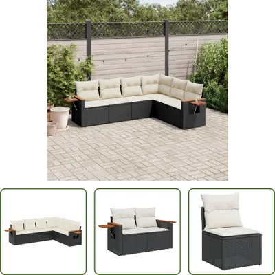 Produktbild von The Living Store 6-tlg. Garten-Sofagarnitur mit Kissen Schwarz Poly Rattan