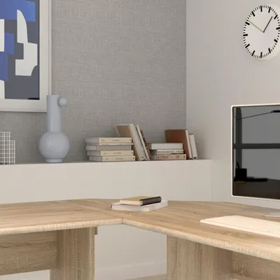 Produktbild von Forte TEMPRA 2 Schreibtisch Verbindungsplatte 70 80, modernes Eckstück für TEMRA 2 Schreibtische, Büro, Holzwerkstoff, Sonoma Eiche Holzdekor, 72 cm breit x 2,2 cm hoch x 72 cm tief