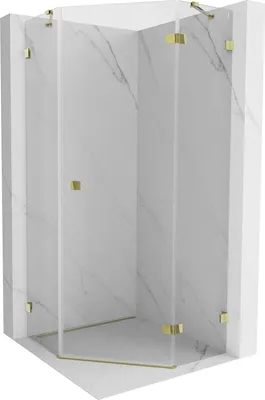 Obrázok produktu pre Mexen Lunar päťuholníkové sprchové dvere pravé otváranie 100 x 100 cm, transparentné, zlaté - 831-100P-100L-50-00-P
