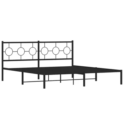 Obrázek produktu pro Kovový rám postele s čelem černý 183 x 213 cm