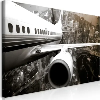 Produktbild von Wandbild Mega XXXL Stadt 250x125 cm Einteiliger XXL-Format Kunstdruck zur Selbstmontage Leinwandbilder moderne Bilder DIY Wanddekoration Wohnung Deko Flugzeug Landschaft d-B-0318-ak-e