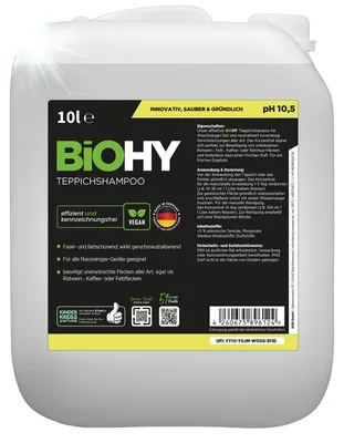 Produktbild von BiOHY Teppichshampoo 10L Teppichreiniger Polster Fleckentferner Konzentrat