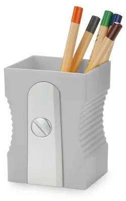 Produktbild von Stifthalter, grau, aus Kunststoff, in Form eines Bleistiftspitzers.