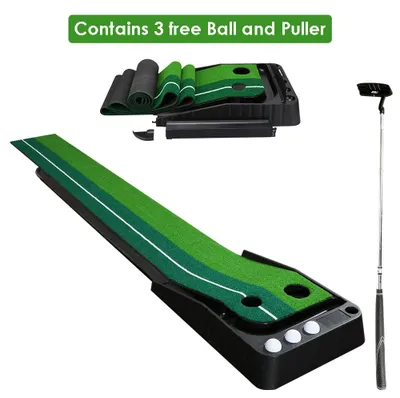 Obrázek produktu pro Peviasot Golfová tréninková podložka 250 cm pro vnitřní použití, včetně putteru a 3 míčků, ideální pro domácí i kancelářské použití