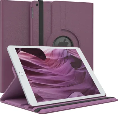 Produktbild von EAZY CASE - Tablet Hülle für Apple iPad 10,2" (2019, 2020, 2021) Schutzhülle 10,2 Zoll Smart Cover Tablet Case Rotationcase zum Aufstellen Klapphülle 360° drehbar mit Standfunktion Tasche Kunstleder in Lila