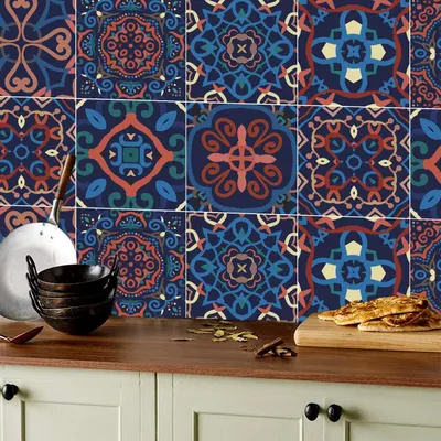 Image de Autocollants pour carrelage - Film adhésif et résistant à l'eau pour carrelage - Pour cuisine et salle de bain - 15x15 cm