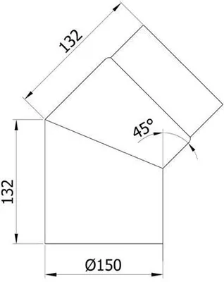 Produktbild von Ofenrohr / Rauchrohr Bogenknie 45° Ø150mm Senotherm schwarz ohne Tür