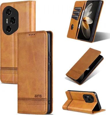 Image de Etui en cuir pour Honor 300 Ultra, étui portefeuille pliable avec fermeture magnétique et support Jaune