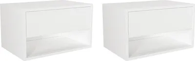 Produktbild von Set aus 2 Wand-Nachtschränken - 1 Schublade und 1 Nische - Weiß - RITAMI
