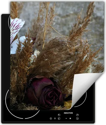 Produktbild von DarHaus Herdabdeckplatte 45x52 cm Anti Rutsch Matte Aufrollbar, Blumen