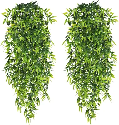 Produktbild von 4 Stück hängende Pflanzen - Kunstbambus - Blätter - 80 cm - Kunstpflanzen - hängende Kunstpflanzen - Plastikpflanzen für Wand - Balkon - Garten - Hochzeit - Innen und Außen - Dekoration