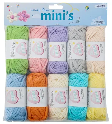 Image de Fil à tricoter pour débutants, 10 pelotes de 25g, mélange coton-nylon, fil épais type "tubular"